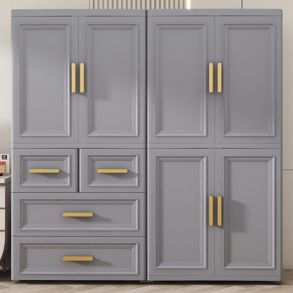 "Functional Kids Armoire with Polymer Compound, Shelf, Drawer, Clothing Rod, and Door"