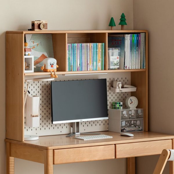"Natural Finish Minimalist Standard Children's Bookshelf with 2 Shelves, Horizontal Orientation, Closed Back, Timber Shelves, Tabletop"