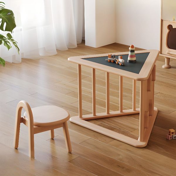 "Beech Wood Kids Computer Desk with Natural Color Top and Lumber Legs"