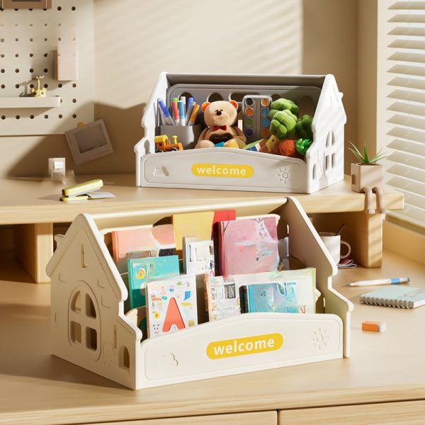 "Minimalist Standard Children's Bookshelf with 3 Synthetic Shelves, Horizontal Orientation, Closed Back, Self-supporting"