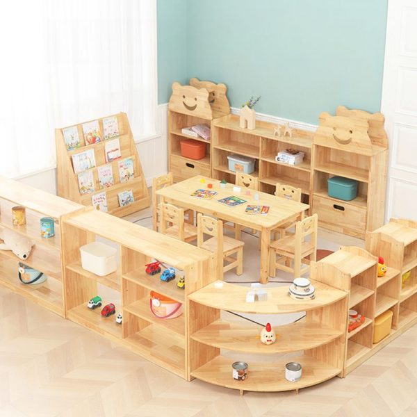 "Natural Finish Minimalist Standard Children's Bookshelf with 3/4/5 Shelves, Vertical Orientation, Open/Closed Back, Timber Shelves, Unfixed"