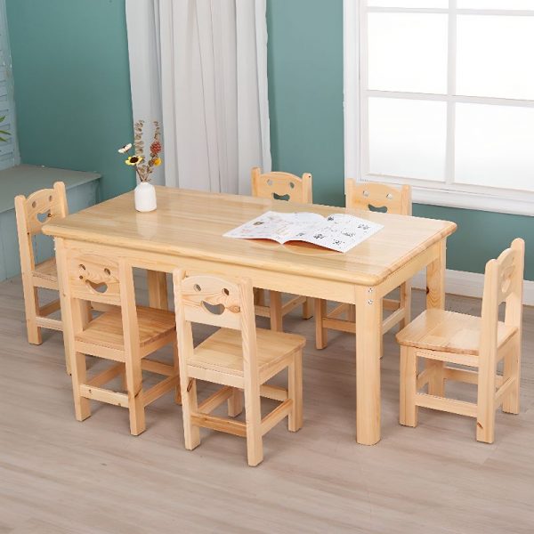"Natural Timber Children Computer Desk with Natural Color Top and Lumber Legs"