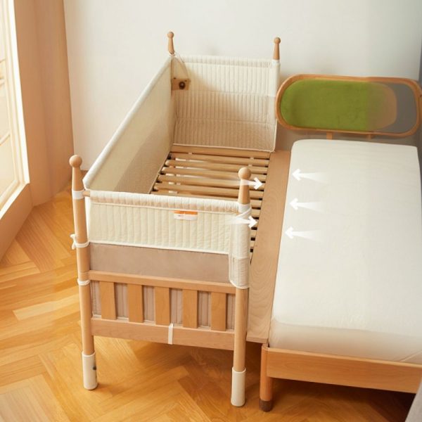 "Trendy Gender Neutral Timber Standard Kids Bed with Panel and Guardrail"