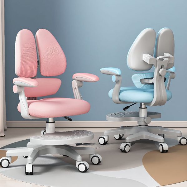"Upholstered Solid Color Kids Chair Adjustable Height Upholstered Chair(s) Casters Included Latex"