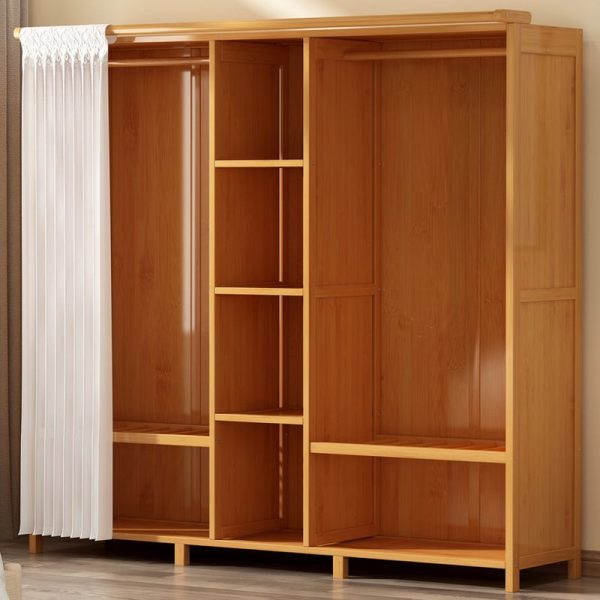 "Lumber Children Armoire in Brown with Clothing Rod and Shelf"