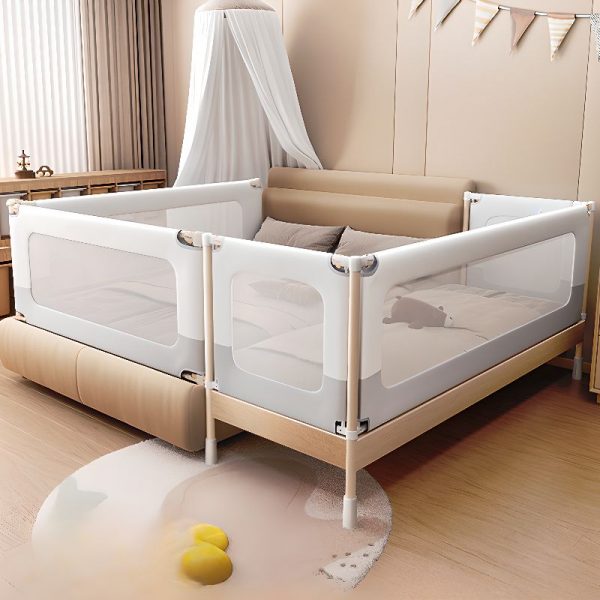 "Trendy Wood Gender Neutral Standard Children Bed in Wood Grain with Air Fiber and Detachable Guardrails"