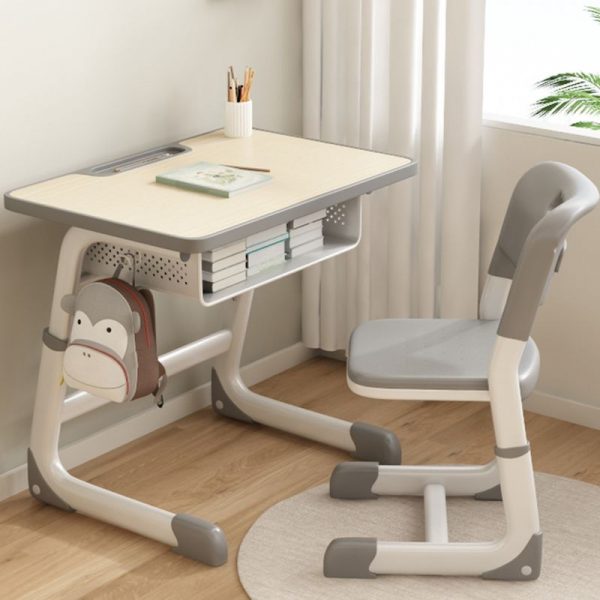 "Height-adjustable Watertight Timber Kids Computer Desk with Chair in Pink/Cerulean/Lime Green, Container Storage & Shelf"