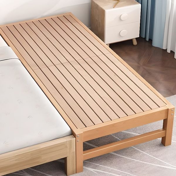 "Art Deco Panel Standard Children Bed in Natural Wood, Natural Finish, Gender Neutral"