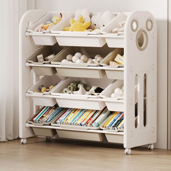 "Modern Simple Style Chalk Synthetic Horizontal/Vertical Closed Back Self-supporting Standard Children's Bookshelf"