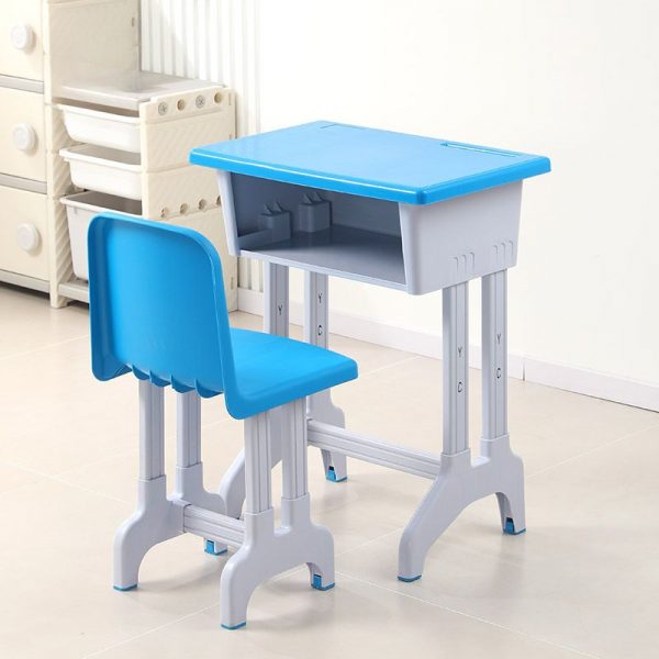 "Blue Synthetic Material Moisture-proof 1 Shelf Children Computer Desk with Storage, Chair"