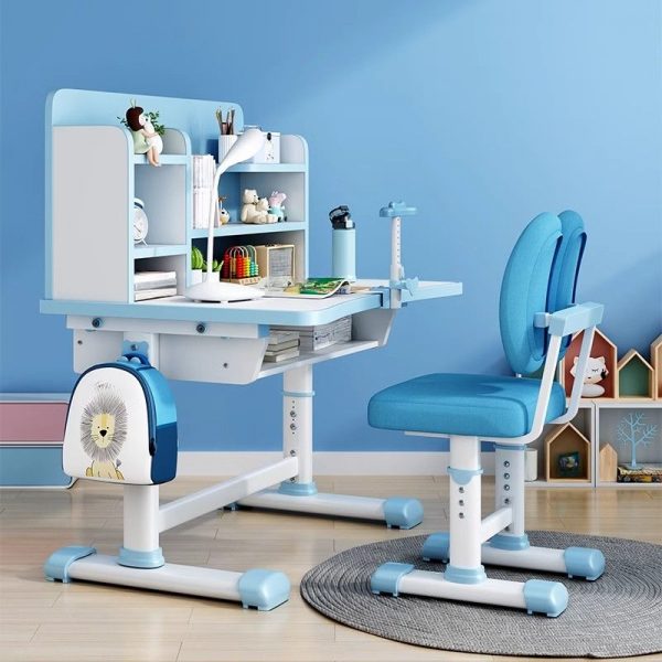 "Timber Pink/Chalk Damp-proof Moves Up and Down Children Computer Desk Metal with Receptacle, 2 Shelves"