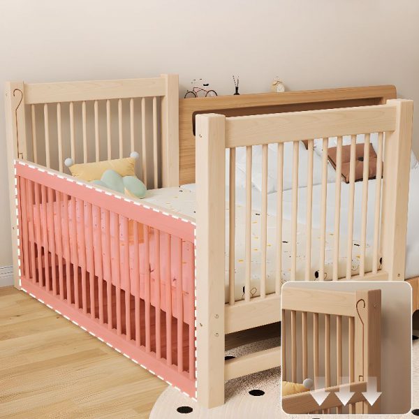 "Modern Simple Style Neutral Wood Tone Beech Wood Platform Gender Neutral Surrounding Standard Kids Bed with Coir"