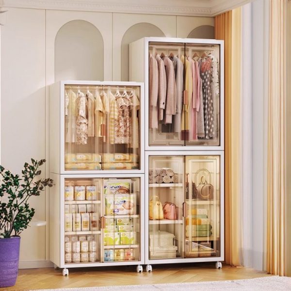"Modern Style White Synthetic Kids Armoire with Clothing Rod, Door"