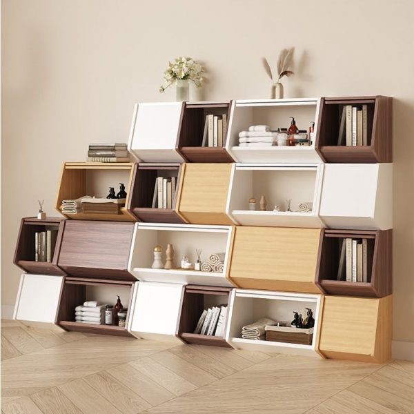 "Modish Detached Timber Horizontal/Vertical Standard Children's Bookshelf with Closed Back, Shelf and Flip Door"