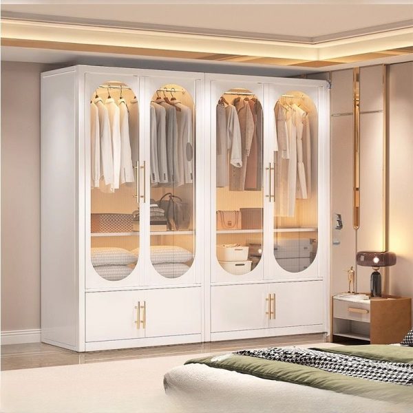 "Sleek Chalk Kids Wardrobe in Alloy with Shelf, Clothing Rod, and Door"
