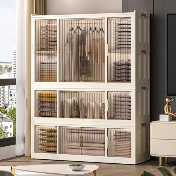 "White Polymer Kids Wardrobe with Shelf, Clothing Rod, and Door"