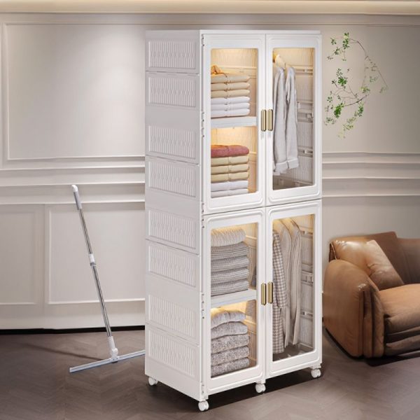 "Polymer Kids Armoire in Chalk with Shelf and Clothing Rod, Door"