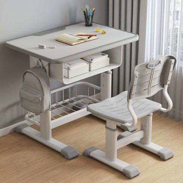 "Pink/Lime Green/Ivory Composite Wood Height-adjustable Watertight Ergonomic Kids Computer Desk with Metal Legs"