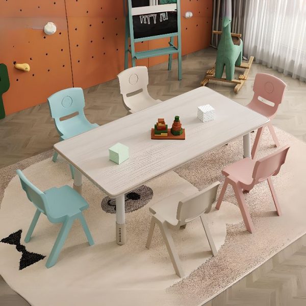 "Flexible Height Wood Color Wood Adjustable Kids Desk"