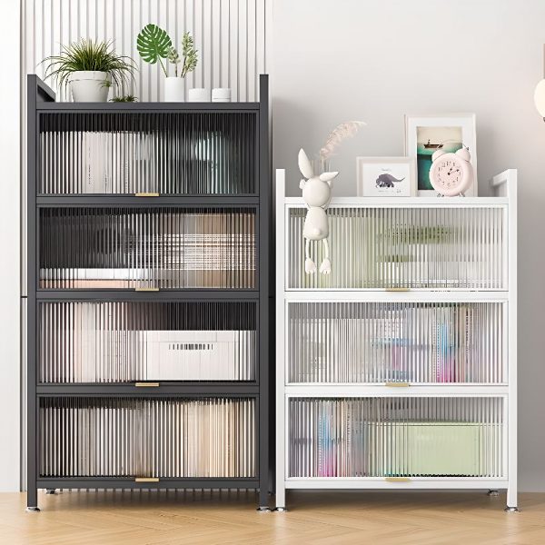 "Metal Scratch Resistant Standalone Standard Kids Bookshelf Closed Back with 6 Shelves/5 Shelves/4 Shelves, 5 Doors/4 Doors/3 Doors"