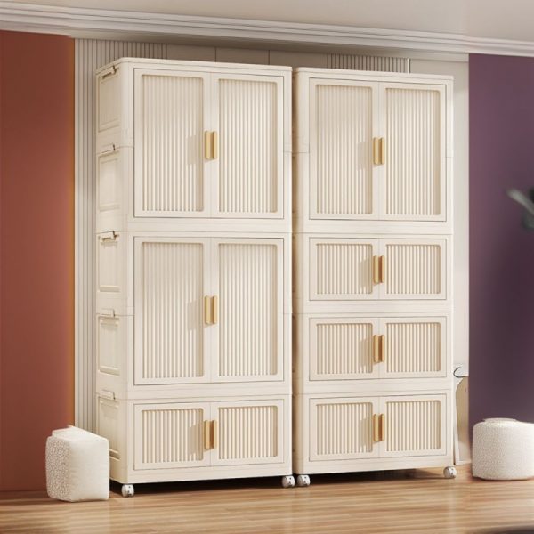 "Polymer Kids Armoire with Removable Clothing Rod, 5 Shelves/4 Shelves/3 Shelves and Door"