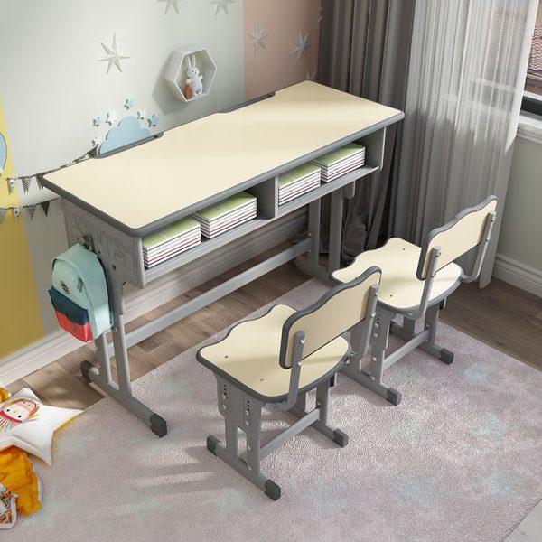 "1 Shelf Green/Ivory/Blue Reclaimed Wood Kids Computer Desk Alloy Flexible Height Hydrophobic with Repository"