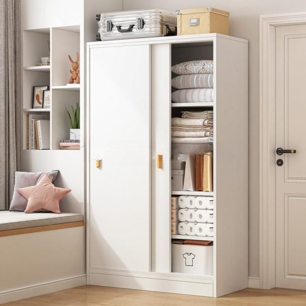 "Manufactured Wood Children's Wardrobe with 6 Shelves/3 Shelves/2 Shelves, Removable Clothing Rod and 2 Doors"